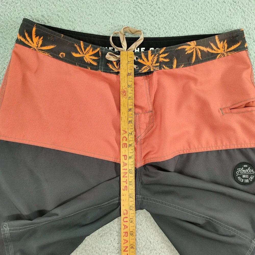Howler Bros Shorts Mens 38 Multicolor Colorblock Palm Boardshorts Surf Tropical